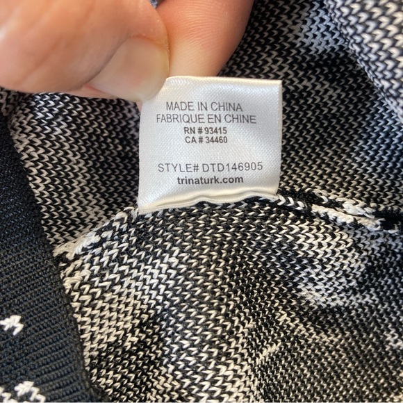 Trina Turk Women's Midi Dress White/Black Long Sleeve Size S Print Abstracto - Picture 4 of 16